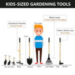 POMIKU Kids Rake and Shovel Sets, 7PCS Child Metal Gardening Tools for Real Digging-Great for Garden, Yard, Sandbox, Lawn, Camping Play, Outdoor Toys for Ages 2-4, 5-7 Years Old