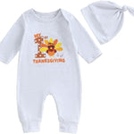 Ledy Champswiin 2Pcs Neutral Outfits Newborn Baby Boy Girl Pumpkin Romper Jumpsuit My 1st Halloween Clothes with Hat