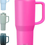 40 oz Tumbler with Handle, Insulated Tumblers with Lid and Straw, Large Metal Sports Water Bottle Jug, Thermal Stainless Steel Travel Coffee Mug Cup, Black