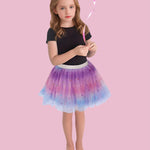 Jastore Girls Layered Rainbow Tutu Skirt Dance Dress Ruffle Tiered Clubwear(Pink+Purple,0-24 Months)
