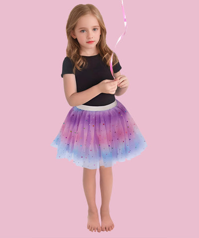 Jastore Girls Layered Rainbow Tutu Skirt Dance Dress Ruffle Tiered Clubwear(Pink+Purple,0-24 Months)