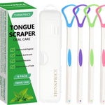 Tongue Scraper Cleaner 100% BPA Free Tongue Scrapers with Travel Handy Case for Adults, Kids, Healthy Oral Care, Easy to Use, Help Fight Bad Breath (4 PACK)