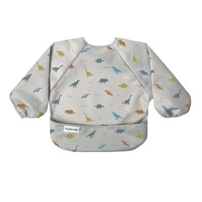 Baby bib with dinosaur pattern on a white background