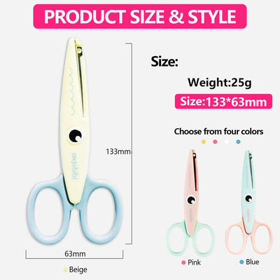 ANJOBIBI,Scissors for Crafting (3-Pack)-Decorative Pattern Edge Craft Scissors,Suitable for Fun DIY Scrapbooking Crafting Projects for Kids Adults (3 Color)