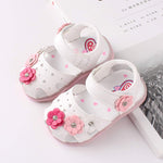 POLG Infant Baby Girls Summer Flower Sandals Newborn Princess First Walkers Shoes Flat Outdoor LED Luminous Shoes (White, 9-12Months)