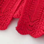 Knitted Baby Girls Cardigan Sweater Toddler Knit Crochet Button Closure Cardigan Top Outwear Red