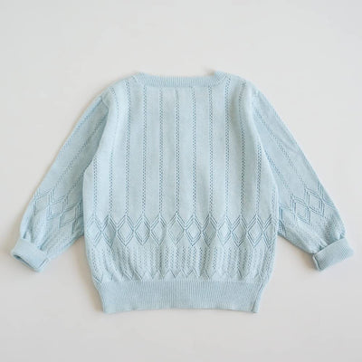 Baby Girls Cotton Cardigan Spring Autumn Thin Sweater Kids Long Sleeve Coat Top Sky Blue