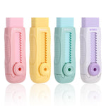 M&G 4Pcs Sliding Retractable Pencil Erasers, Cute Pastel Colored Soft Rubber Stick Mechanical Eraser, Push-Pull Large White Erasers for Art Drawing School Stationery Supplies