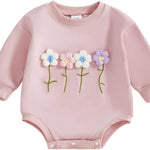 YINGISFITM Newborn Baby Girl Clothes Love Heart Long Sleeve Bubble Romper Sweatshirt Onesie Infant Valentines Spring Outfits