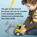 D-KINGCHY Construction Vehicles Kids Play Trucks, Press and Go Bulldozer Excavator Drill Truck and Road Roller, Construction Truck Toys Birthday Christmas Toy for Age 3 4 5 6 7 Years Old