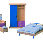 PlanToys® Wooden Bedroom Dollhouse Furniture Set for Kids | Montessori Small World and Pretend Play Learning | Eco Friendly Wooden Dollhouse Bedroom Set for Imaginative Play