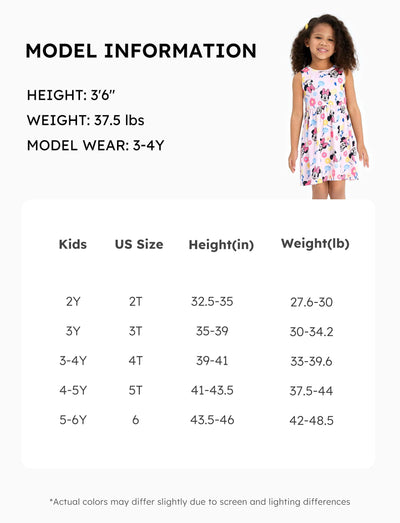 Disney Minnie Mouse Toddler Girl Dress Colorful Floral Pattern Casual Sundress Sleeveless Summer Outfit School Holiday Clothes Pink 2T