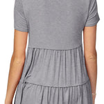 Xpenyo Women Tiered Maternity Top Fashion Short Sleeve Casual Pregnancy Blouse Shirts Heather Grey L