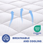 OLANLY Queen Quilted Fitted Mattress Pad, Elastic Fitted Mattress Topper, Cooling Soft Mattress Cover Stretches up to 21 Inches Deep, Machine Washable Mattress Protector (60x80 inch, White)