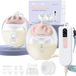 MomFree double electric breast pump with packaging and accessories on a white background