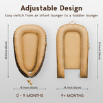 TOUCHLIFE Baby Lounger - Baby Nest Cover for Newborn 0-24 Months, Portable Infant Lounger for Baby Girls & Boys, 100% Cotton Breathable Co Sleeper for Home and Travel, Babies Essentials Gifts, Brown
