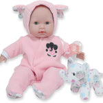 15" Realistic Soft Body Baby Doll with Open/Close Eyes | JC Toys - Berenguer Boutique | 10 Piece Gift Set with Bottle, Rattle, Pacifier & Accessories | Pink | Ages 2+