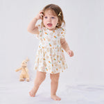 pureborn Baby Girls Viscose from Bamboo Bodysuit Dress Ruffle Sleeve Romper Twirl Skirt Playwear Dresses Rabbit 3-6M