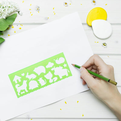 Template for Drawing,4 Pack Clear Ruler Animal-Shaped Stencils Drafting Tools Set Stencil Maker Rulers,Rulers for Kids,Measuring Templates Rulers for Office,School,Drawing
