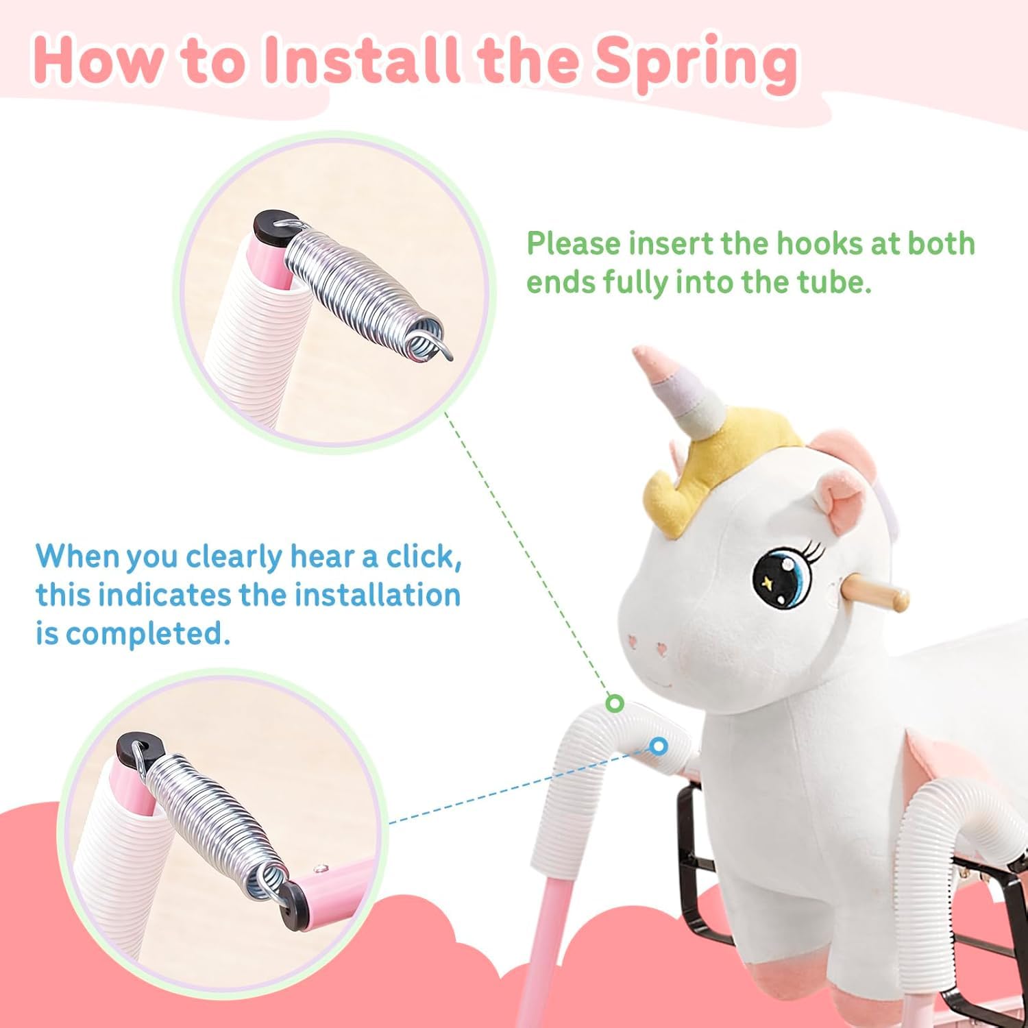 FUNLIO Unicorn Spring Rocking Horse for Kids 3-6, - Riding Toys ...