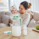 Momcozy Glass Breast Milk Pitcher, Formula Breastmilk Storage Container, Heat & Cold Resistant, No Leak Pitcher for Breastmilk with Wide Mouth, Fast Baby Formula Maker, 48OZ, 1 Count