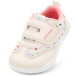 STQ KIDS Toddler Wide Toe Box Shoes Girls Barefoot Shoe Girl Sneakers Little Kids Walking Running Tennis Athletic Shoes Non-Slip Zero Drop Breathable School Sneaker Beige Toddler Size 6