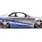Jada Toys Fast & Furious Brian’s 2002 Nissan Skyline R34 Die-cast Car, 1:24 Scale, Silver & Blue