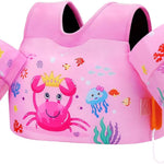 MoKo Toddler Swim Vest for Kids, Swim Arm Floaties 13-70lbs Cartoon Swimming Water Wings Pool Float Vests Sleeves Shoulder Straps Arm Band for Children Learn to Swim