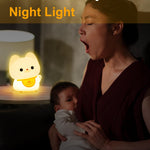 Amaredom Waving Kitten Night Light, Cute Cat Lamp, Silicone Dimmable Nursery Nightlight, Rechargeable LED Bedside Lamp with 20 Minutes Timer & Tap Control Baby Girls Women Bedrooms, Living Room