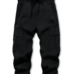 EIVAMIA Toddler Boy Pants Joggers Sweatpants for Baby Boys Soft Casual Cargo Pants with Drawstring Size 6-7Years Black