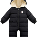 XMWEALTHY Baby Snowsuit Infant Toddler Newborn Cute Winter Coat Jacket Warm Long Sleeve Baby Bunting 0-6 Months Unisex Black