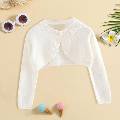 Toddler Baby Girls Long Sleeve Bolero Cardigan Knitted Shru𝐠 Button Closure Lace Cropped Sweaters Tops Outwear