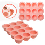 HIWOOD Baby Food Storage Container -12 x 1.5OZ Silicone Baby Food Freezer Tray with Silicone Lid, Perfect Food Container for Homemade Baby Food, Vegetables & Fruit Purees - Gossamer Pink