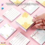 RAINBAM Cute 4 Pack/200 Sheets 3x3 inch Sticky Notes Set, Adorable Cartoon Memo Pads with High-Adhesive, Reusable Tearable Post it Notes for Journal Planners Office School Home, Bulk Stationery Gift