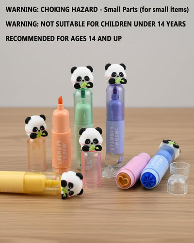 YINPIXUS Cute Highlighter Markers, Kawaii Mini Highlighters Pens with Panda Tropper and Stamp Tips, Aesthetic Midliners for Office Bible Supplies No Bleed, 6 Pastel Color