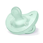 Chicco PhysioForma Silicone Orthodontic Pacifier for Babies 0-6m, One-Piece 100% Soft Silicone, Supports Breathing, Satin-Textured Nipple, Included Sterilizing Case, BPA Free, 2-Pack, Light Blue/Green