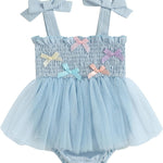 Murnouche Newborn Baby Girl Romper Dress Summer Clothes Boho Photoshoot Outfits with Headband