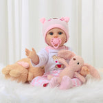 Reborn Baby Dolls Girl - 22 Inch Realistic Silicone Baby Doll, Real Life Bebe Dolls Lifelike Handmade Soft Vinyl & Cloth Body with Feeding Kit & Toys Gifts for Kids 3+ (Lucia)