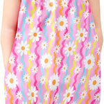 Toddler Baby Girls Romper Sleeveless Jumpsuit Summer Clothes Adjustable Tie-Up Strap with Pocket Headband 1-5T