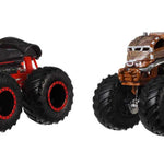 Hot Wheels Monster Trucks 2-Pack, Demolition Doubles Set of 2 Toy Vehicles in 1:64 Scale, for Kids & Collectors (Styles May Vary)