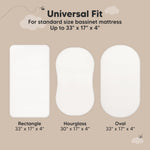 2-pk Waterproof Bassinet Sheets Girls, Boys, Cotton - 33x17 Universal Bassinet Mattress Pad Protector Cover, Compatible with Graco,Baby Delight,Chicco,Halo Bassinest Swivel Sleeper Fitted (Soft White)