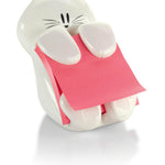Post-it Dispenser, Sticky Note Holder, White Cat Design, Includes 45 Pop-Up Sheets of 3 in x 3 in Pink, Sticky Notes Holder for Desk, Classroom or Office Supplies
