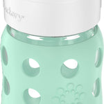 Lifefactory 8-Ounce Wide Neck Glass Baby Bottle with Protective Silicone Sleeve and Pivot Straw Cap, Mint (LG2241WMI4)