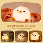 FAMIDUO Duck Lamp, Cute Pea Duck Night Light, 2 Levels Dimmable Ducky Night Lamp, LED Squishy Animal Light for Kids Sleep, Rechargeable Bedside Touch Silicone Lamp, Unique Dorm Decor Gift Toy
