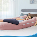 QUEEN ROSE Pregnancy Pillow, U Shaped Full Body Pillows for Sleeping Support, 60 Inch Maternity Pillow for Pregnant Women, Pink