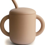 mushie 100% Silicone Training Cup & Straw for Toddlers | 6 Months+ (Whales)