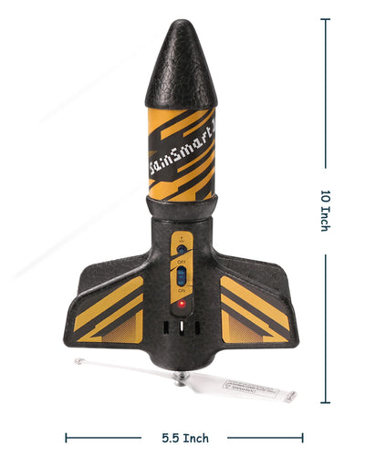 SainSmart Jr. Rocket Launcher for Kids, 200 Feet of Flight Altitude, Motorized Air Rocket with Parachute, Self-Launching Outdoor Toy with Safely Land, Black