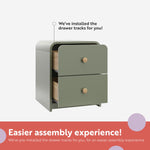 Storkcraft Next Santos 2-Drawer Nightstand (Olive with Natural) – GREENGUARD Gold Certified, Pre-Installed Drawer Tracks for Easier Assembly, Nightstand Organizer for Kids Bedroom