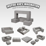 VEVOR Modular Kids Play Couch, Toddler Sofa Bed, Child Sectional Sofa with Removable Cover for Kids Girls & Boys, Grey