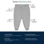 Gerber Baby Girls' 4-Pack Microfleece Pants, Pink/Gray/Black, 12 Months